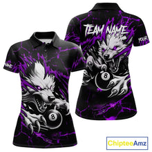 Load image into Gallery viewer, Personalized Thunder Lightning Wolf Billiard Shirts For Women Custom Billiard Team Jerseys |Purple TDM5467