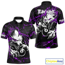 Load image into Gallery viewer, Personalized Thunder Lightning Wolf Billiard Shirts For Men Custom Billiard Team Jerseys |Purple TDM5467
