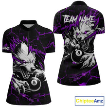 Load image into Gallery viewer, Personalized Thunder Lightning Wolf Billiard Shirts For Women Custom Billiard Team Jerseys |Purple TDM5467