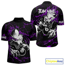 Load image into Gallery viewer, Personalized Thunder Lightning Wolf Billiard Shirts For Men Custom Billiard Team Jerseys |Purple TDM5467
