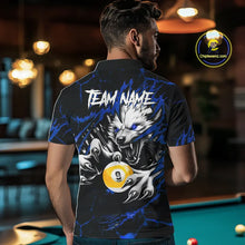 Load image into Gallery viewer, Personalized 9 Ball Pool Wolf Billiard Shirts For Men, Billiard Team Jersey Polo &amp; 1/4 Zip |Blue TDM5468