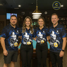 Load image into Gallery viewer, Personalized 9 Ball Pool Wolf Billiard Shirts For Women, Billiard Team Jersey Polo &amp; 1/4 Zip |Blue TDM5468