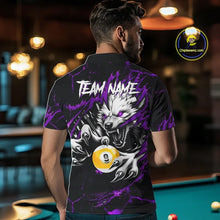 Load image into Gallery viewer, Personalized 9 Ball Pool Wolf Billiard Shirt For Men, Billiard Team Jersey Polo &amp; 1/4 Zip|Purple TDM5469