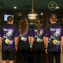 Load image into Gallery viewer, Personalized 9 Ball Pool Wolf Billiard Shirt For Men, Billiard Team Jersey Polo &amp; 1/4 Zip|Purple TDM5469