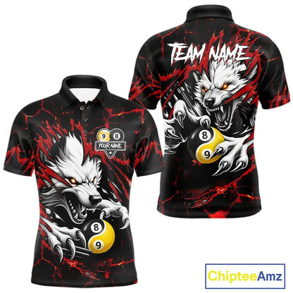 Personalized Wolf Yin-Yang 8 & 9 Ball Billiard Shirt For Men, Billiard Team Jersey Polo & 1/4 Zip TDM5470