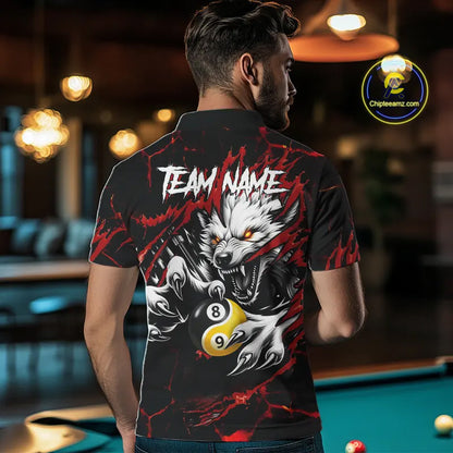 Personalized Wolf Yin-Yang 8 & 9 Ball Billiard Shirt For Men, Billiard Team Jersey Polo & 1/4 Zip TDM5470