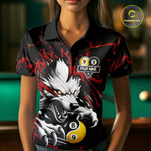 Load image into Gallery viewer, Personalized Wolf Yin-Yang 8 &amp; 9 Ball Billiard Shirt For Women, Billiard Team Jersey Polo &amp; 1/4 Zip TDM5470