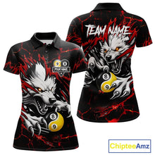 Load image into Gallery viewer, Personalized Wolf Yin-Yang 8 &amp; 9 Ball Billiard Shirt For Women, Billiard Team Jersey Polo &amp; 1/4 Zip TDM5470