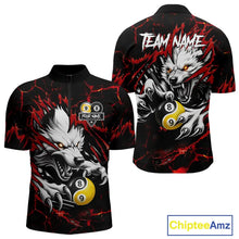 Load image into Gallery viewer, Personalized Wolf Yin-Yang 8 &amp; 9 Ball Billiard Shirt For Men, Billiard Team Jersey Polo &amp; 1/4 Zip TDM5470