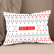 Load image into Gallery viewer, Cute Archery Arrow Custom Name White Pillows, Best Valentine Gifts Ideas TDM0914