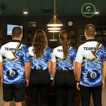 Load image into Gallery viewer, Blue 8 Ball Flame Smoke Golden Billiard Shirt For Women Custom Pool Team Jersey Polo &amp; 1/4 Zip TDM5735