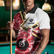 Load image into Gallery viewer, Red 8 Ball Flame Smoke Golden Billiard Shirt For Men Custom Pool Team Jersey Polo &amp; 1/4 Zip TDM5736