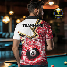 Load image into Gallery viewer, Red 8 Ball Flame Smoke Golden Billiard Shirt For Men Custom Pool Team Jersey Polo &amp; 1/4 Zip TDM5736