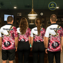 Load image into Gallery viewer, Red 8 Ball Flame Smoke Golden Billiard Shirt For Men Custom Pool Team Jersey Polo &amp; 1/4 Zip TDM5736