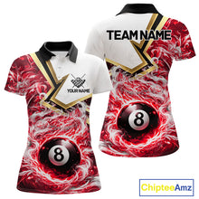 Load image into Gallery viewer, Red 8 Ball Flame Smoke Golden Billiard Shirt For Women Custom Pool Team Jersey Polo &amp; 1/4 Zip TDM5736