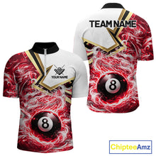 Load image into Gallery viewer, Red 8 Ball Flame Smoke Golden Billiard Shirt For Men Custom Pool Team Jersey Polo &amp; 1/4 Zip TDM5736
