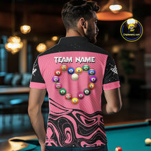 Load image into Gallery viewer, Black And Pink Funny Pool Balls Heart Billiard Shirt For Men Custom Valentine Billiard Jersey TDM5741