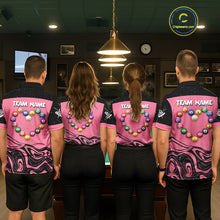 Load image into Gallery viewer, Black And Pink Funny Pool Balls Heart Billiard Shirt For Men Custom Valentine Billiard Jersey TDM5741