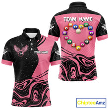 Load image into Gallery viewer, Black And Pink Funny Pool Balls Heart Billiard Shirt For Men Custom Valentine Billiard Jersey TDM5741