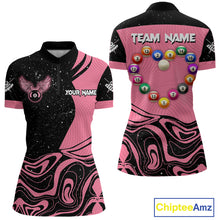 Load image into Gallery viewer, Black And Pink Funny Pool Balls Heart Billiard Shirt For Women Custom Valentine Billiard Jersey TDM5741