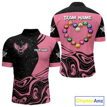 Load image into Gallery viewer, Black And Pink Funny Pool Balls Heart Billiard Shirt For Men Custom Valentine Billiard Jersey TDM5741