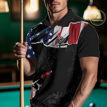 Load image into Gallery viewer, Custom Grunge American Flag Billiard Shirt For Men, Patriotic Pool Team Jersey Polo &amp; 1/4 Zip TDM5927