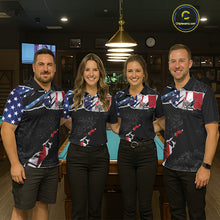 Load image into Gallery viewer, Custom Grunge American Flag Billiard Shirt For Men, Patriotic Pool Team Jersey Polo &amp; 1/4 Zip TDM5927