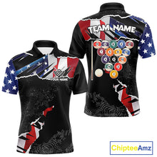 Load image into Gallery viewer, Custom Grunge American Flag Billiard Shirt For Men, Patriotic Pool Team Jersey Polo &amp; 1/4 Zip TDM5927