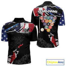 Load image into Gallery viewer, Custom Grunge American Flag Billiard Shirt For Men, Patriotic Pool Team Jersey Polo &amp; 1/4 Zip TDM5927