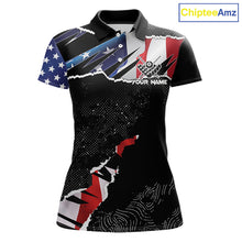 Load image into Gallery viewer, American Flag 8 Ball Aim Shoot Swear Repeat Women's Billiard Shirt Custom Pool Jersey Polo &amp; 1/4 Zip TDM5928