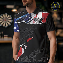 Load image into Gallery viewer, Custom Grunge American Flag Darts Shirt For Men, Patriotic Darts Team Jersey Polo &amp; 1/4 Zip TDM5929
