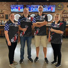 Load image into Gallery viewer, Custom Grunge American Flag Darts Shirt For Men, Patriotic Darts Team Jersey Polo &amp; 1/4 Zip TDM5929