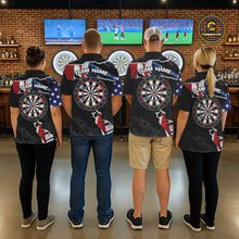 Load image into Gallery viewer, Custom Grunge American Flag Darts Shirt For Men, Patriotic Darts Team Jersey Polo &amp; 1/4 Zip TDM5929