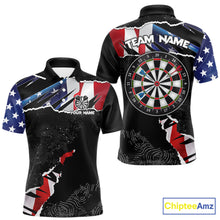 Load image into Gallery viewer, Custom Grunge American Flag Darts Shirt For Men, Patriotic Darts Team Jersey Polo &amp; 1/4 Zip TDM5929