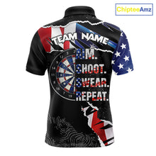 Load image into Gallery viewer, American Flag Aim Shoot Swear Repeat Darts Shirt For Men Custom Darts Jersey Team Polo &amp; 1/4 Zip TDM5930