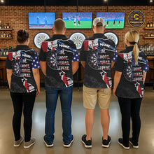 Load image into Gallery viewer, American Flag Aim Shoot Swear Repeat Darts Shirt For Men Custom Darts Jersey Team Polo &amp; 1/4 Zip TDM5930