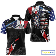 Load image into Gallery viewer, American Flag Aim Shoot Swear Repeat Darts Shirt For Men Custom Darts Jersey Team Polo &amp; 1/4 Zip TDM5930