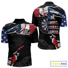 Load image into Gallery viewer, American Flag Aim Shoot Swear Repeat Darts Shirt For Men Custom Darts Jersey Team Polo &amp; 1/4 Zip TDM5930