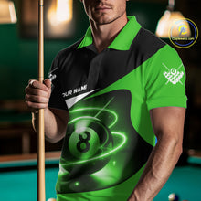 Load image into Gallery viewer, Green 8 Ball Pool Billiard Shirt For Men Custom Glowing Billiard Team Jersey Polo &amp; 1/4 Zip TDM6342