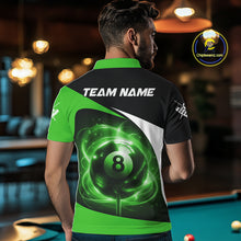 Load image into Gallery viewer, Green 8 Ball Pool Billiard Shirt For Men Custom Glowing Billiard Team Jersey Polo &amp; 1/4 Zip TDM6342