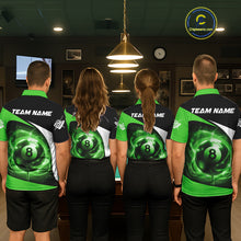 Load image into Gallery viewer, Green 8 Ball Pool Billiard Shirt For Men Custom Glowing Billiard Team Jersey Polo &amp; 1/4 Zip TDM6342