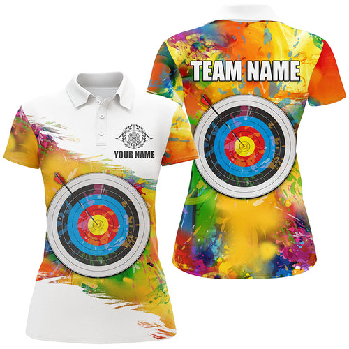 Colorful 3D Target Archery Women Polo & Quarter-Zip Shirt Custom Archery Jerseys Attire For Archer TDM1621
