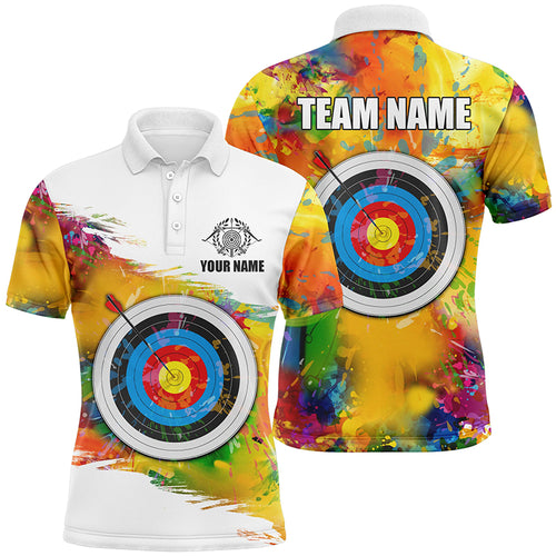 Colorful 3D Target Archery Men Polo & Quarter-Zip Shirt Custom Archery Jerseys Attire For Archer TDM1621