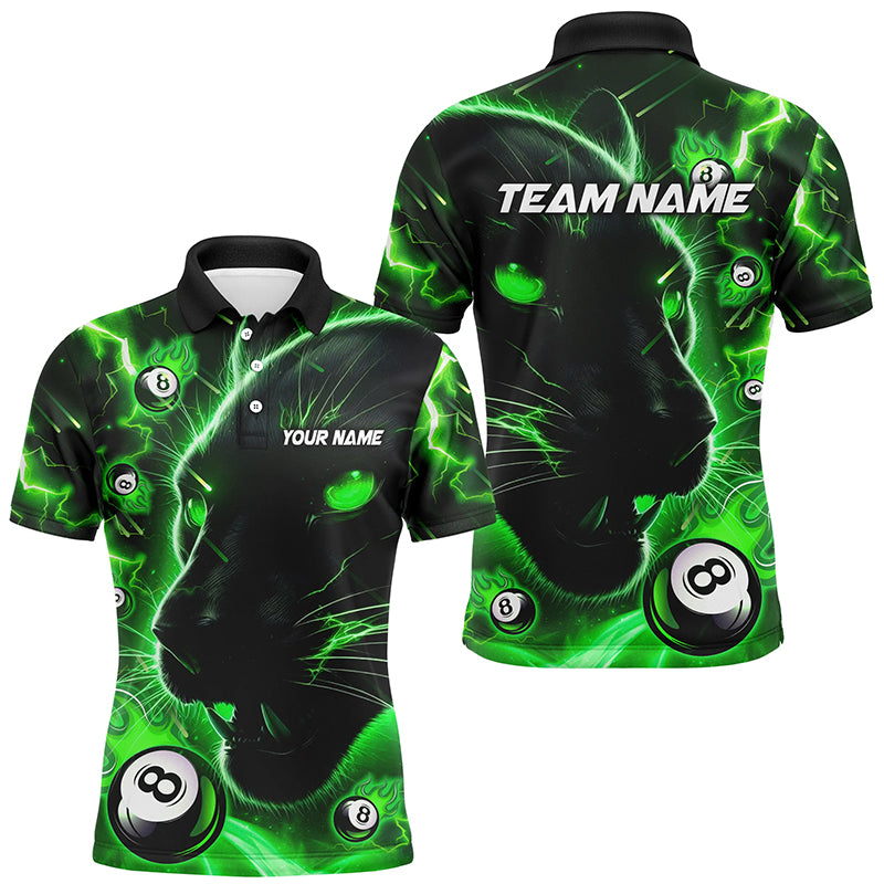 Personalized Green 8 Ball Pool Panther 3D Billiard Shirts For Men, Team League Billiard Jerseys TDM2245