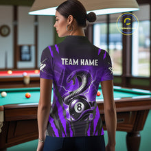 Load image into Gallery viewer, Personalized Thunder Lightning Cobra Snake Women Billiard Shirt, 8 Ball Billiard Team Jerseys |Purple TDM2749