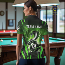 Load image into Gallery viewer, Personalized Thunder Lightning Cobra Snake Women Billiard Shirt, 8 Ball Billiard Team Jerseys |Green TDM2750
