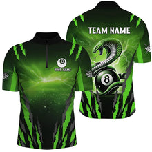 Load image into Gallery viewer, Personalized Thunder Lightning Cobra Snake Men Billiard Shirt, 8 Ball Billiard Team Jerseys |Green TDM2750