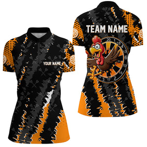 Funny Turkey Custom Orange Black Darts Shirts For Women, Thanksgiving Darts Jerseys, Darts Gifts TDM2758