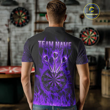 Load image into Gallery viewer, Purple Flame Skull Dartboard Shirt For Men Custom Darts League Team Jersey Polo &amp; Quarter Zip TDM5009