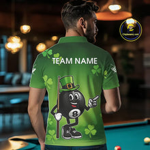 Load image into Gallery viewer, Green Funny 8 Ball Pool Shamrock Men's Billiard Shirt Custom St Patrick Day Billiard Team Jersey TDM5476